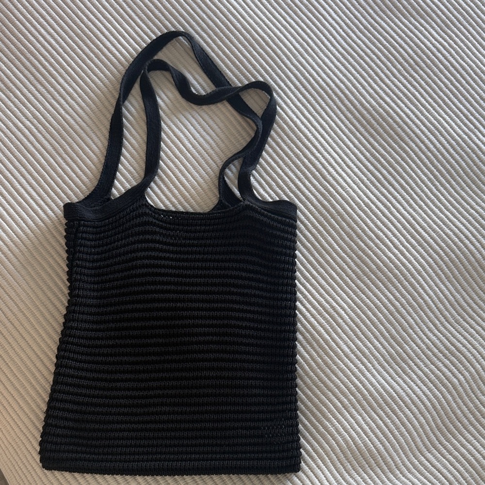Onia black woven crochet tote